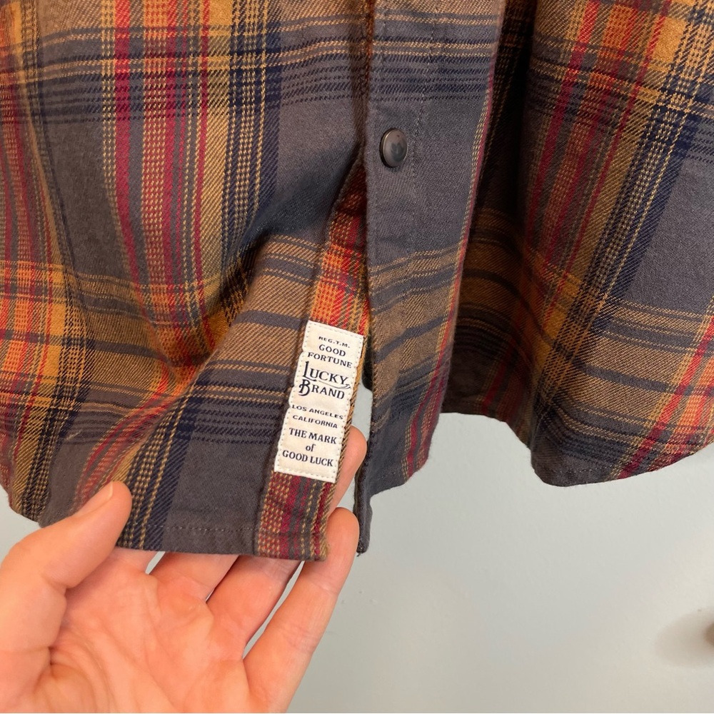 LUCKY BRAND Mens Shirt Large Snap Long-Sleeve Saturday Stretch Western Plaid - Picture 13 of 16
